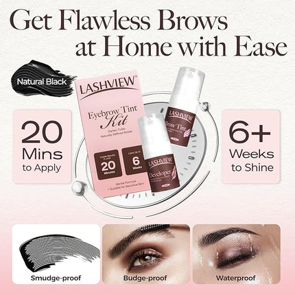 LASHVIEW Lash Lift and Eyebrow Kit, Professional Eyelash Perm Kit and Eyelash & Eyebrow Set Quick Lifting & Voluminous Coloring Gifts for Women Salon Grade Home DIY(BLACK)