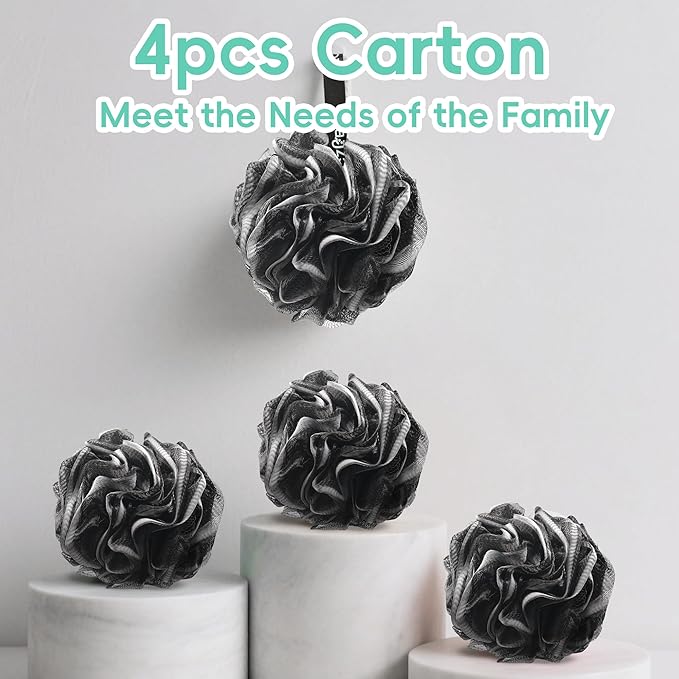 75g XL Loofah Pack Black Shower Loofah Sponge Bath Luffa Set for Body Scrubbing