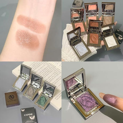 K'APEINE Single Glitter Eyeshadow, Sparkling Eyeshadow Highlighter Brown Metallic Eye Shade Blendable Shimmer Makeup Palette High Pigment Eyes Glitter for Everyday Special Occasions (0.141 oz)-02#