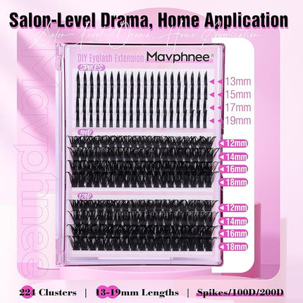 Lash Clusters with Spikes Russian Lash Extensions Spiky Individual Eyelashes 100D 120D Volume Cluster Eyelash Extensions 224 Pcs D-Curly Cluster Lashes Hybrid Eyelash Cluster by Mavphnee (12-19MM)
