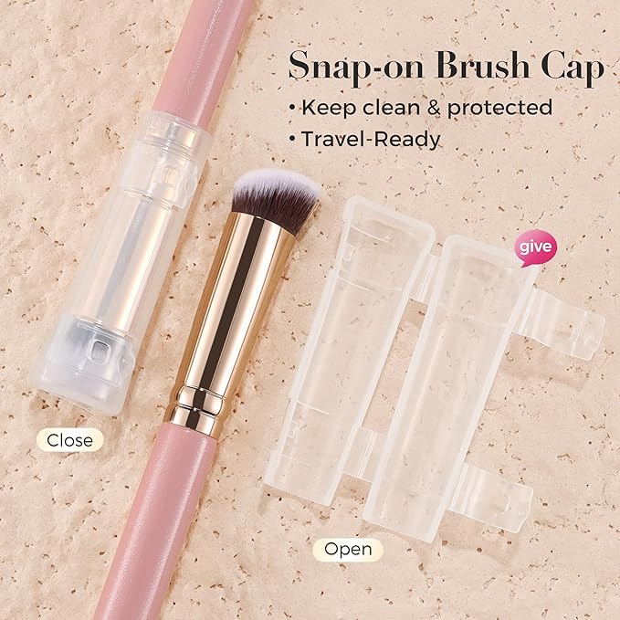 ENERGY Concealer Brush,Professional Under Eye Makeup Small Angled Precision Face Blending Brush-Liquid Cream Foundation Concealer for Dark Circles,Make Up Nose Contour Applicator Vegan (Teardrop,Pink)