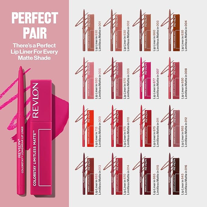 Revlon ColorStay Limitless Matte Liquid Lipstick, Vegan Formula, No-Budge, Longwear Lip Color, Long Lasting, Lightweight/Comfortable, Waterproof, 015 Hype Girl, 0.17 fl oz