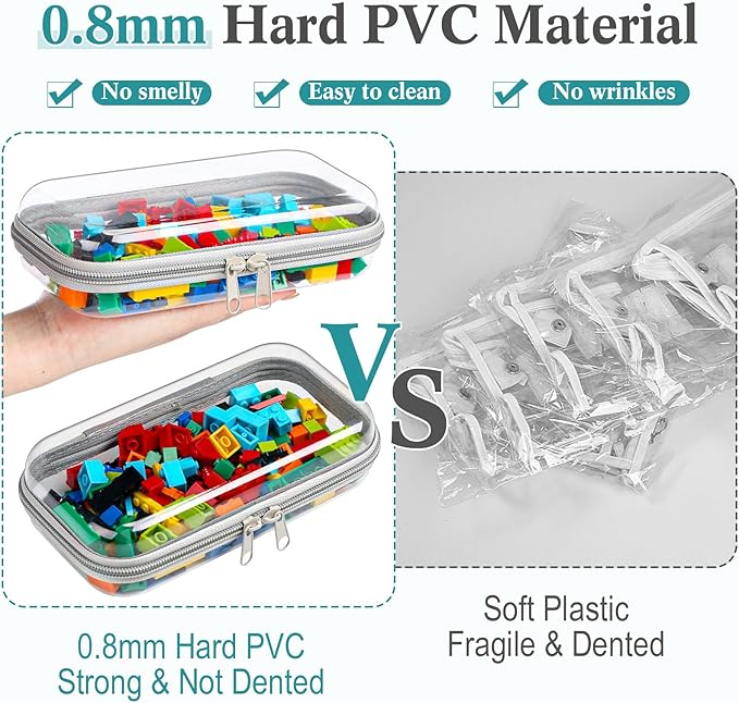 Sanwuta 6 Pcs Clear Hard Zipper Case Pencil Pouches Hard Plastic Zipper Pouches Makeup Bag Transparent Cases for Snacks Plastic Storage Organizer Box for Travel(Gray,7.48 x 3.94 x 2 Inch)