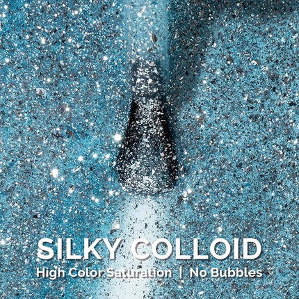 MelodySusie Snowflake Blue Glitter Gel Polish,0.5fl oz Nails Soak Off UV LED Lake Blue Shimmer Sparkle Gel Polish Gift for Women Nail Art Manicure Salon DIY Nail Design Decoration at Home-1752