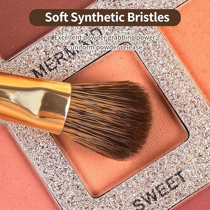 MAANGE 14-Piece Makeup Brush Set with Aluminum Ferrule- Premium Synthetic Makeup Brushes Kit Foundation Powder Brush Eye Shadow for Beginners & Professionals(Gold Coffee)