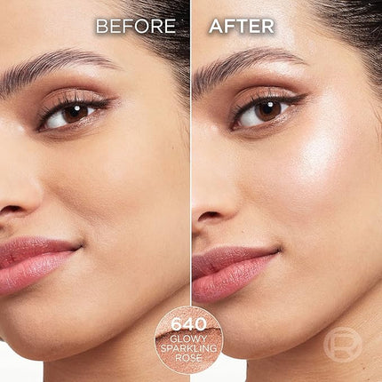 L'Oreal Paris True Match Lumi Le Glow Highlighter Stick, Luminous, Satin, Glowy Highlighter for Face and Body, 640 Sparkling Rose, 0.17 Oz