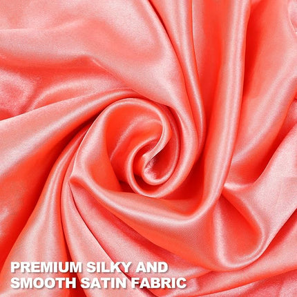 CHORHA Satin Sleep Cap, Double-Sided Adjustable Bonnet (Coral)