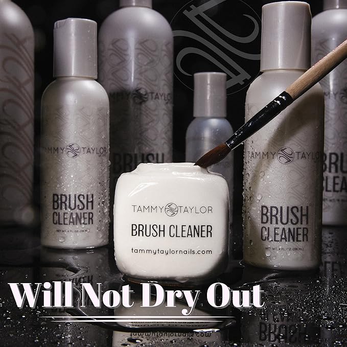 Tammy Taylor Acrylic Nail Brush Cleaner Liquid | Removes Solid Gel Nail Polish, Acrylic Dip Powder | All-in-One Poly Gel Slip Solution + Kolinsky Sable Nail Brush Conditioner, Cleaner & Restorer 16oz