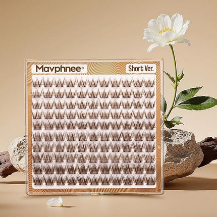 Brown Lash Clusters Short Eyelash Extensions 8-12MM Wispy Cluster Lashes Natural Individual Lashes Dark Brown Eyelash Clusters Clear Band Lash Extensions Everyday DIY Lash Pack by Mavphnee