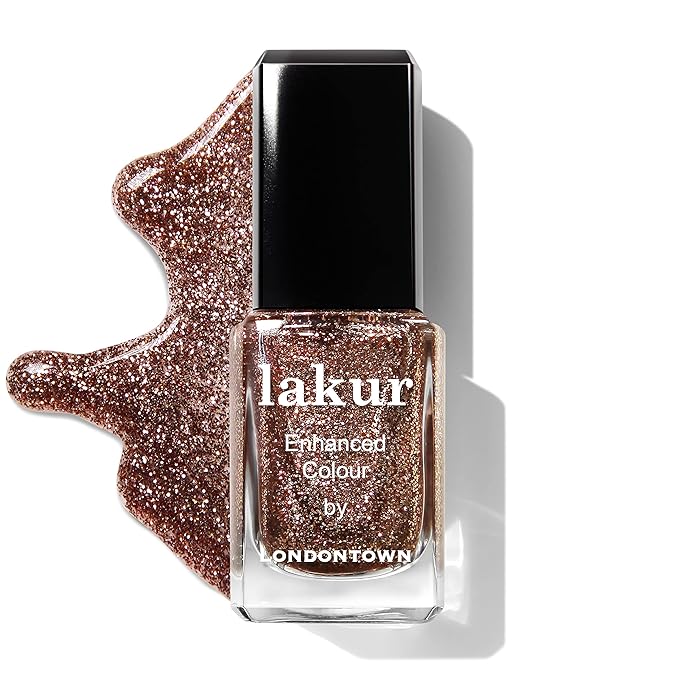 LONDONTOWN lakur Nail Polish - Chip-Resistant, Non-Toxic, Conditions & Hydrates Nails | Glittery Pink Shimmer, Rosé All Day, .40 fl oz