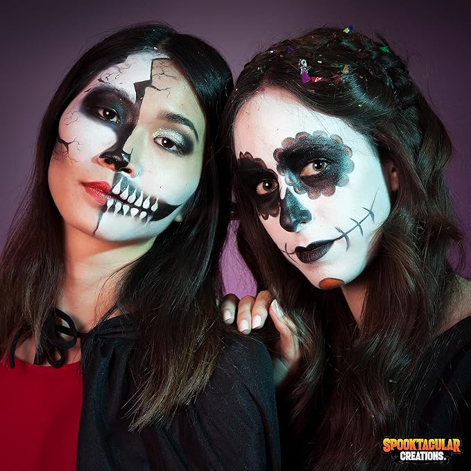 Spooktacular Creations Halloween Makeup Palette 3 Colors, Face Body Paint Makeup Wheel Waterproof Zombie Skeleton Cosplay Face Painting for Adult and Kids (0.35 Oz,White Black Red )