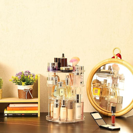 Clear Rotating Makeup Organizer for Vanity,Adjustable Skincare Organizer Countertop,Cosmetic Display Cases for Beauty,Skin Care,Spinning Makeup Stand,Make up Storage Organizer and Perfume organizer