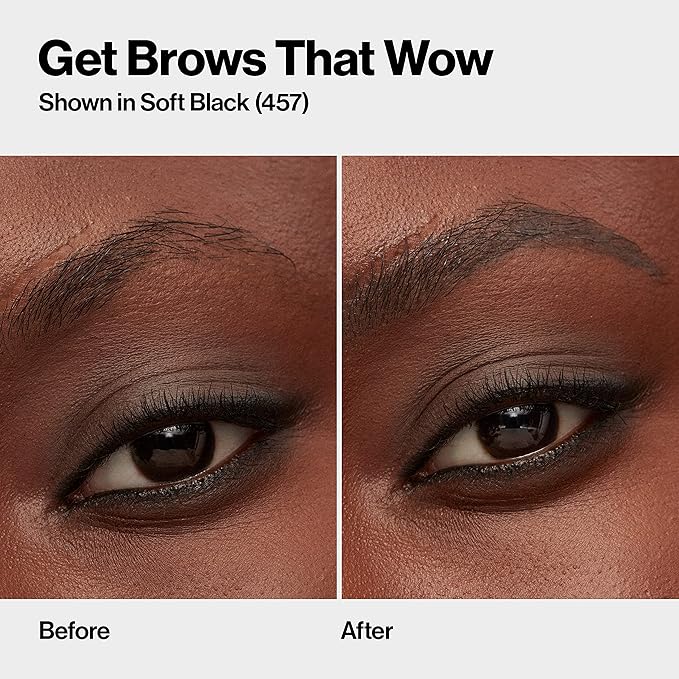 Revlon ColorStay Micro Eyebrow Pencil with Built In Spoolie Brush, Infused with Argan and Marula Oil, Waterproof, Smudgeproof, 457 Soft Black, 0.003 oz