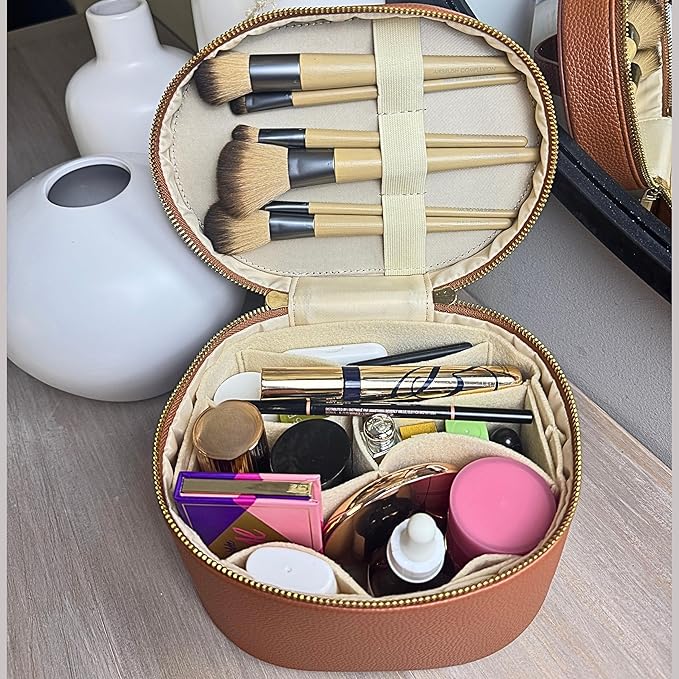 JAZD Vanity Case Makeup Bag with Removable Organizer Divider, Travel Toiletry Cosmetic Organizer for Women