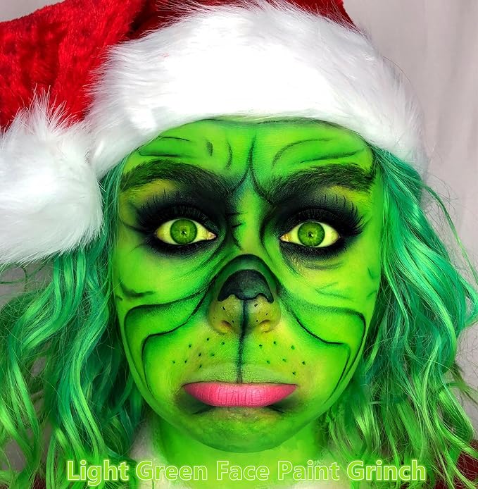 Go Ho Light Green Face Body Paint Washable(2.37oz/pc),Water Based Cream Face Paint,Hulk Gamora Witch Makeup,Body Paint for SFX Cosplay Costumes Festivals Halloween Makeup