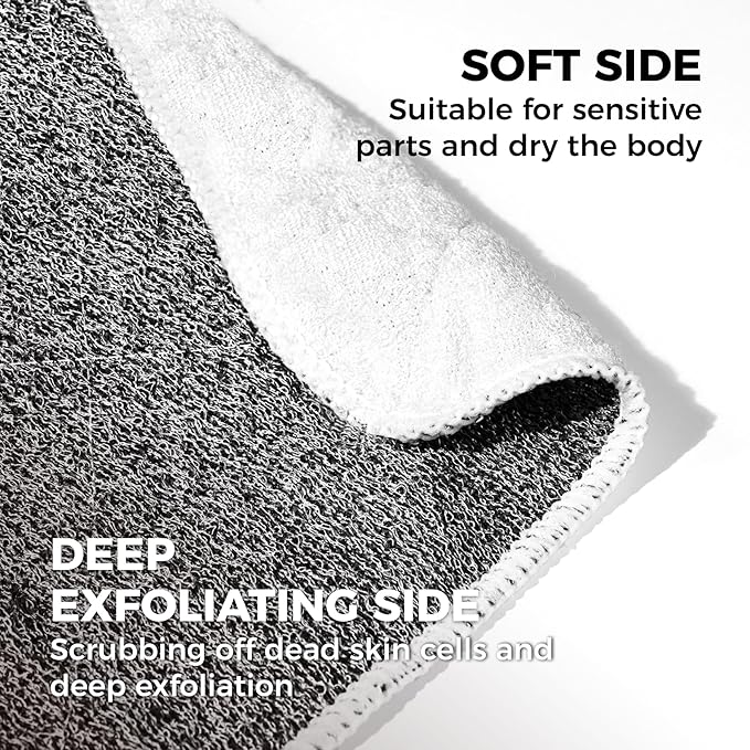 ZOMCHI 2 Count Washcloth, Exfoliating Washcloth for Dead Skin Removal, Dual Sided Exfoliating Washcloths (Deep and Soft)