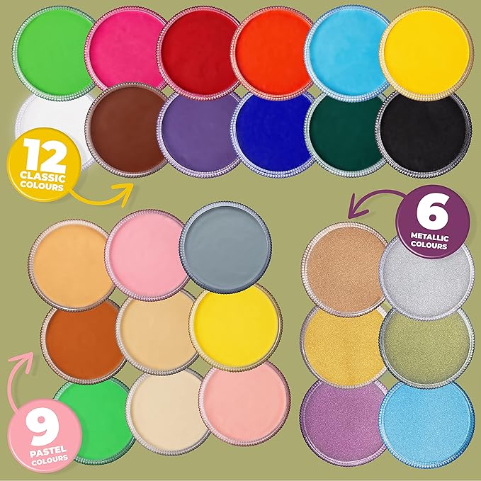 Blue Squid Face Paint Water Based Single Cake Professional Face Paint & Body Paint - Water Activated, Kids Adults Face Painting for Costume, Halloween Makeup, Cosplay - Metallic Bronze Face Paint 30g