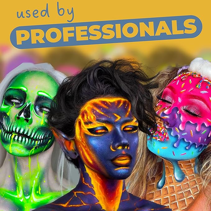 Blue Squid Face Paint Water Based Single Cake Professional Face Paint & Body Paint - Water Activated, Kids Adults Face Painting for Costume, Halloween Makeup, Cosplay - Metallic Gold Face Paint 30g