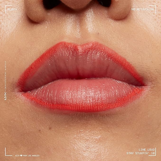 NYX PROFESSIONAL MAKEUP Line Loud Lip Liner, Longwear and Pigmented Lip Pencil with Jojoba Oil & Vitamin E - Stay Stuntin' (Midtone Bright Orange)