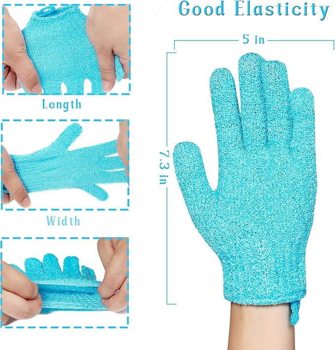 Bath Gloves,16 Pcs Exfoliating Bath Gloves,Body Scrub Gloves with Hanging Loop for Beauty Spa Massage Skin Shower Body Scrubber-8 Colors