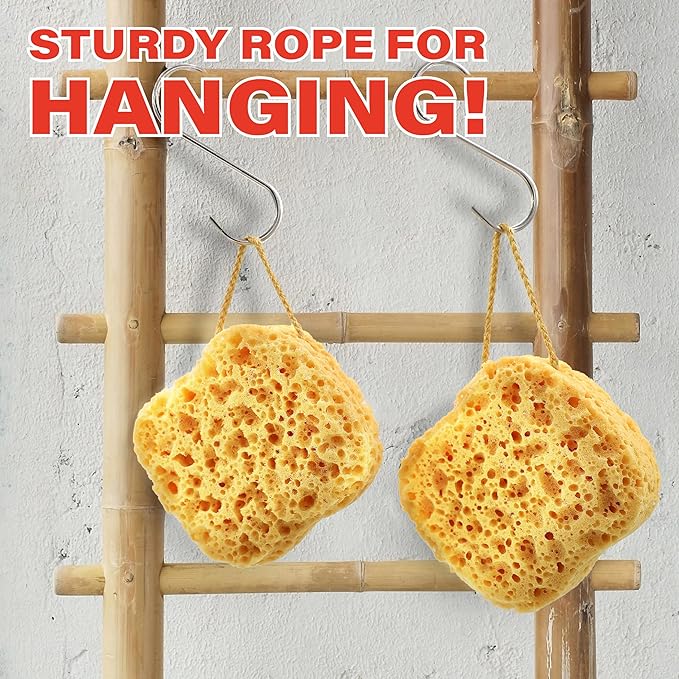 myHomeBody Bath Sponge, Foam Loofah, Body Scrubber for Bathing, Exfoliating Shower Pouf for Shower – Large Size, Lots of Lather, Square, 2 Pack