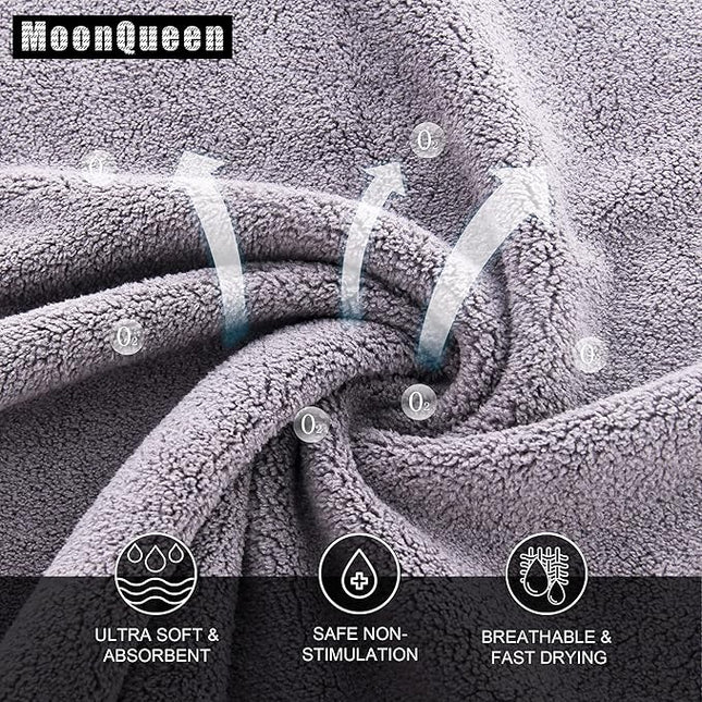 MOONQUEEN Ultra Soft Premium Washcloths Set - 12 x 12 inches - 72 Pack - Quick Drying - Highly Absorbent Coral Velvet Bathroom Wash Clothes (Light Grey)