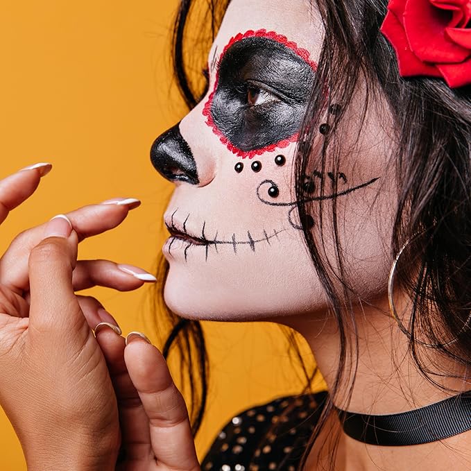 Spooktacular Creations Halloween Makeup Palette 3 Colors Face Body Paint for Adult SFX Zombie Skeleton Cosplay with Painting Brush Cosplay Party Dress Up (7 Oz, White Black Red )