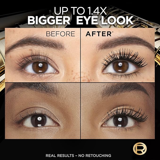 L'Oreal Paris Voluminous Panorama Mascara, Volumizing and Lengthening Mascara, Washable Longwear and Smudge Resistant Make Up, Blackest Black, 0.33 Fl Oz