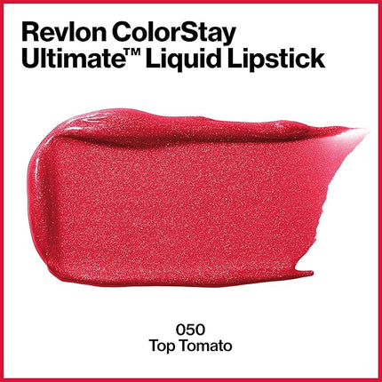 Revlon ColorStay Ultimate Liquid Lipstick, Longwear Rich Lip Colors, Wears for Up to 24 Hours, Satin Finish, 050 Top Tomato, 0.1 fl oz