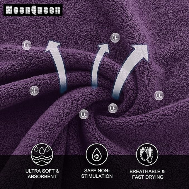 MOONQUEEN Ultra Soft Premium Washcloths Set - 12 x 12 inches - 72 Pack - Quick Drying - Highly Absorbent Coral Velvet Bathroom Wash Clothes (Plum)