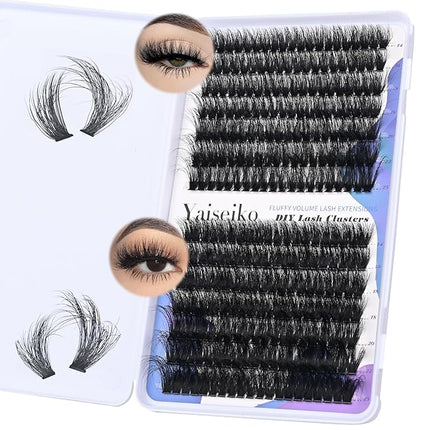 Fluffy Lash Cluster Eyelash Extensions 14-25mm Thick Lash Clusters 60D+80D D Curl Wispy Individual Lashes 280pcs False Eyelashes DIY Plant Fibers Lash Extension, by Yaiseiko