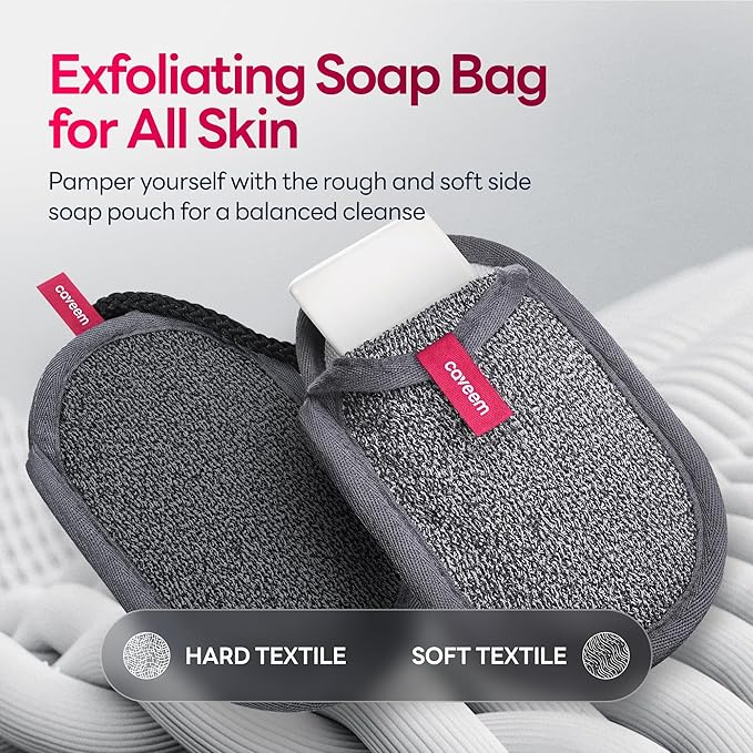 Soap Saver Bag, Rough and Soft Exfoliation Soap Pouch for Bar Soap, Soap Mesh Pocket Bar Holder for Washing Body, Soap Sack Sponge Bag for Shower Bath (2 Pack)