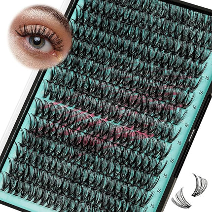 Lash Clusters Wispy 280PCS Eyelash Extension 40D Cluster Lashes Individual Lashes DIY Lash Extension Natural Look Cluster Eyelash Extensions Soft False Eyelashes at Home for Beginners(16mm)