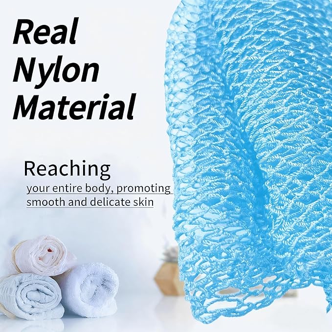 African Net Sponge Authentic, African Exfoliating Sponge Real African Net Black Owned, African Bath Sponge Back Scrubber, Body Exfoliator Shower Bath Accessories(Sky Blue)