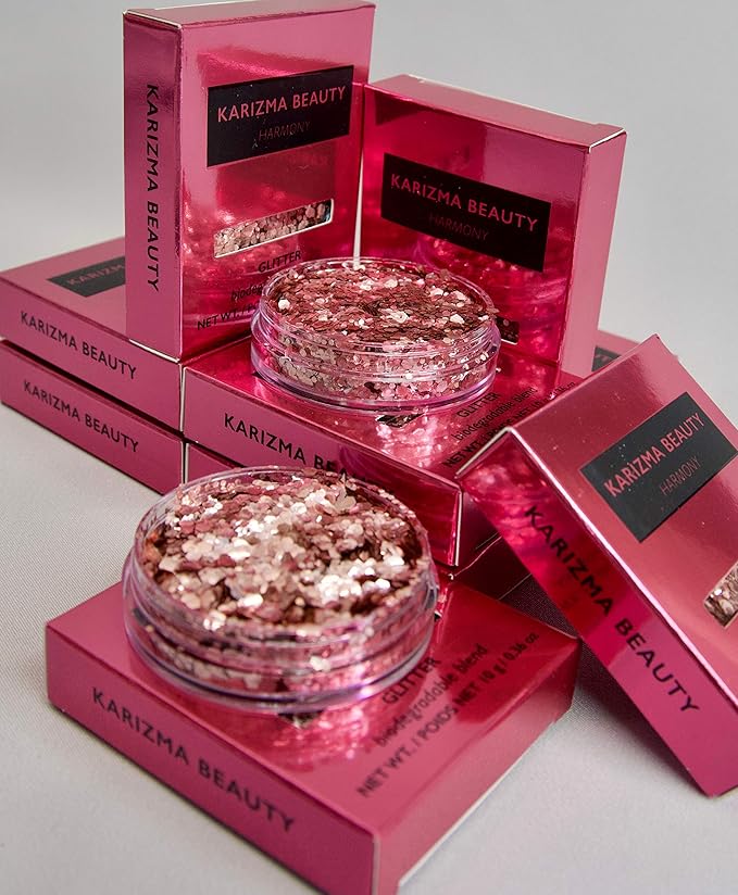 Harmony Biodegradable Chunky Glitter - Karizma Beauty Baby Pink Bio Eco Face Festival Glitter 10g