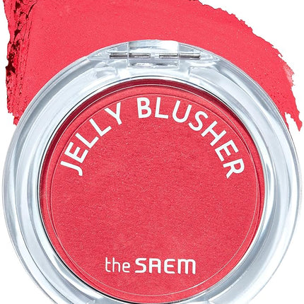THESAEM Jelly Blusher - PK02 Scarlet Pink Clear Red Pink - Korean Watercolor Blush Cushion Velvet Finish - Long-Lasting Vibrant Cheek Color with Smooth Blending Formula, 0.21oz