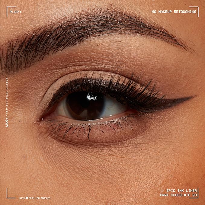 NYX PROFESSIONAL MAKEUP Epic Ink Liner, Waterproof Liquid Eyeliner with Vegan Formula - Dark Chocolate (Dark Brown Matte)