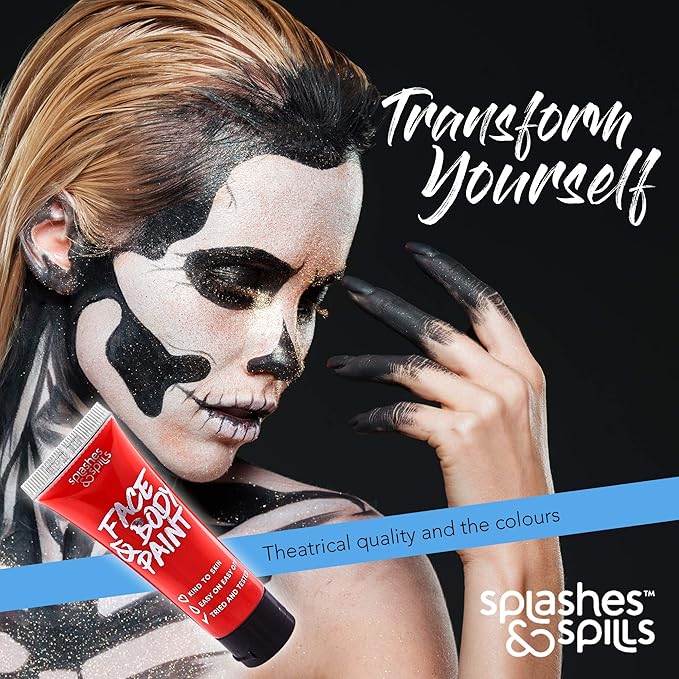 Face and Body Paint Cream, 30ml - Pretend Costume and Dress Up Makeup by Splashes & Spills (Red)