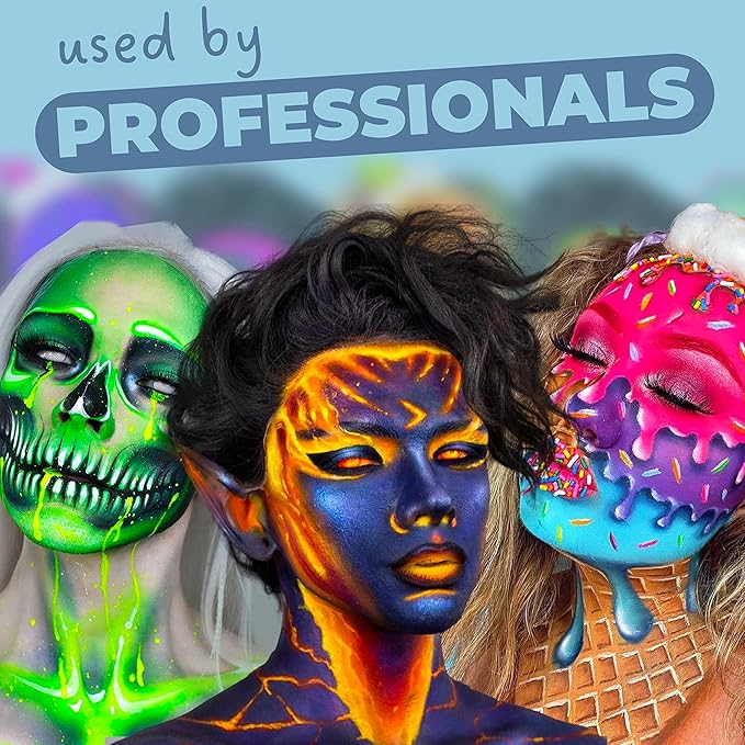 Blue Squid Face Paint Water Based Single Cake Professional Face Paint & Body Paint - Water Activated, Kids Adults Face Painting for Costume, Halloween Makeup, Cosplay - Metallic Blue Face Paint 30g