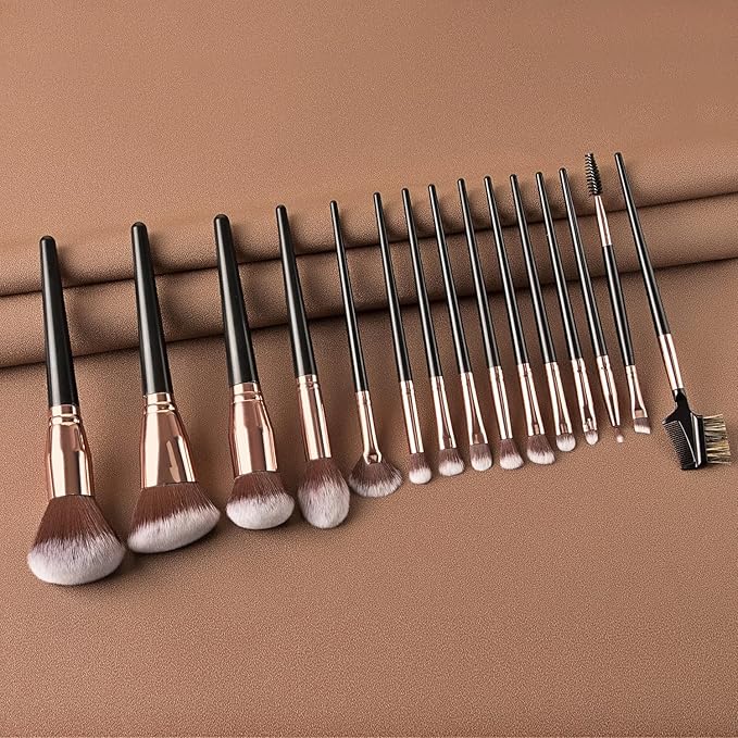 Makeup Brush 15Pcs Eye And Face Professional Makeup Brush Set, makeup brushes with lash comb, Makeup Brushes soft makeup brushes set, Eye Shadow Brush With Storage Bag and 5 beauty eggs
