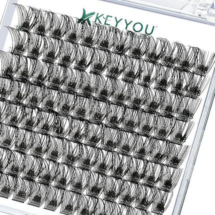 Lash Clusters,96 Pcs Cluster Lashes Y13 D Curl 12mm DIY Lash Extensions Eyelash Clusters,KEYYOU Volume Wispy Individual Lashes Soft&Comfortable Easy DIY at Home(Y13,D-12mm)