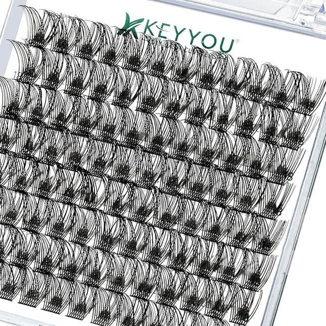 Lash Clusters,96 Pcs Cluster Lashes Y13 D Curl 12mm DIY Lash Extensions Eyelash Clusters,KEYYOU Volume Wispy Individual Lashes Soft&Comfortable Easy DIY at Home(Y13,D-12mm)