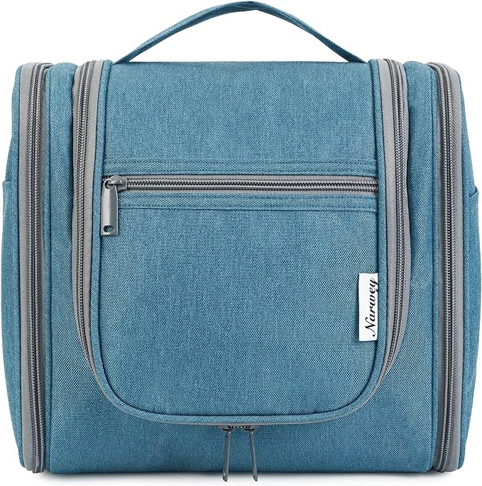 Narwey Hanging Toiletry Bag for Women Travel Makeup Bag Organizer Toiletries Bag Men for Cosmetics Essentials Accessories (Large, Navy Blue)