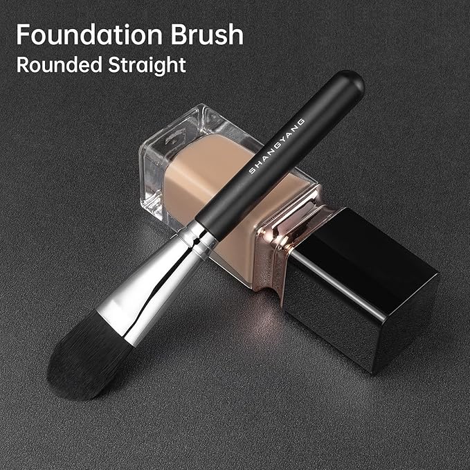 Foundation Brush for Liquid, Flat Foundation Makeup Brush for Liquid Cream Foundation Powder Buffing Blending Vegan Premium Face Cosmetic Makeup Tool