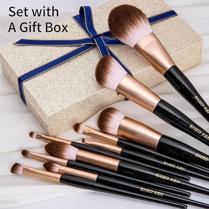 Elegant Natural Goat Hair Makeup Brush Set with Gift Box, Natural Hair Makeup Brushes Set Professional, Make up Brushes Set Professional, Natural Makeup Brushes, Cosmetic Brushes Makeup Set.