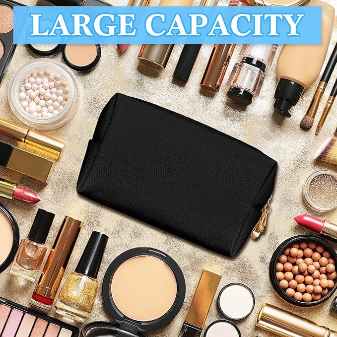 Kigeli 15 Pcs Aesthetic Makeup Bags PU Leather Cosmetic Pouches Waterproof Plain Toiletry Bags Makeup Pouches Bulk for Women Party Gift Travel Storage Organizer (Black)