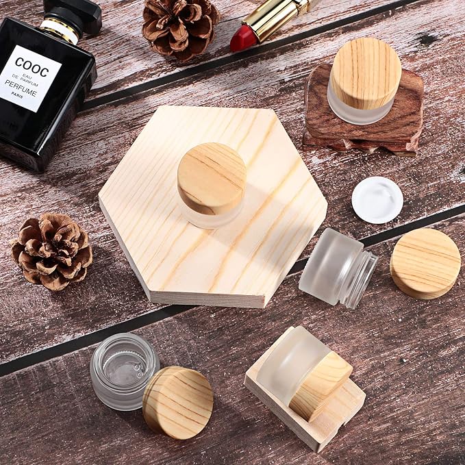 Geiserailie 10 Pieces Glass Cosmetic Containers Empty Sample Jars with Leak Proof Lids Makeup Sample Containers for Lotion Cream Cosmetic (5 Gram)