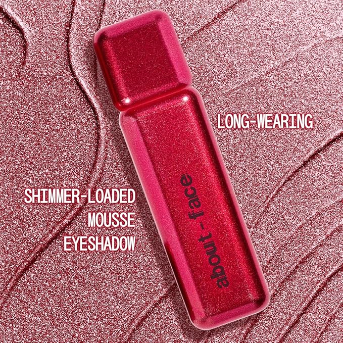 aboutface Fractal Glitter Eye Paint Cherie – Smudge-Proof, Long-Lasting Liquid Eyeshadow – Intense Sparkle with Mousse Texture – Vegan, Cruelty-Free – 0.13 oz (Hot Pink Red)