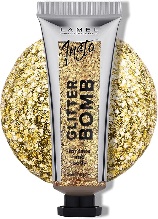 Insta Glitter Bomb: Quick-Dry Holographic Face & Body Glitter Gel | Long-Lasting Shine & Effortless Removal | Perfect Face Glitter Makeup & Body, Hair Shimmer | Vegan & Cruelty Free -0.67 fl.oz