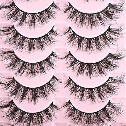 FARRED Cat Eye Lashes Short Natural Eyelashes 15mm Fluffy Wispy Strip Eyelash 14 Pairs Cute Natural Fake Lashes Packs Small Full pestañas Set (F10 | 9-15mm)